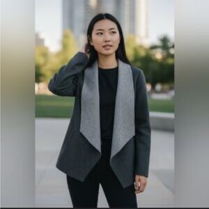 Dictionary Gray Open Front Cardigan